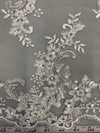 Cristina WHITE Polyester Floral Embroidery with Sequins on Mesh Lace Fabric
