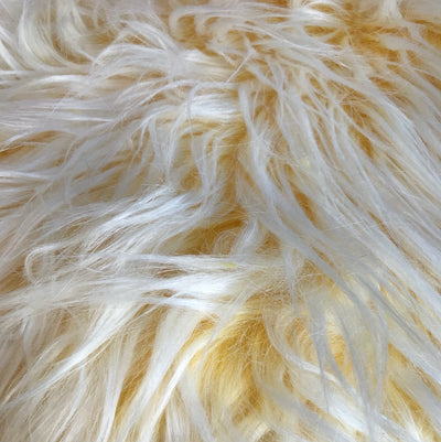 Bethany YELLOW Frost Mongolian Long Pile Soft Faux Fur Fabric for Fursuit, Cosplay Costume, Photo Prop, Trim, Throw Pillow, Crafts