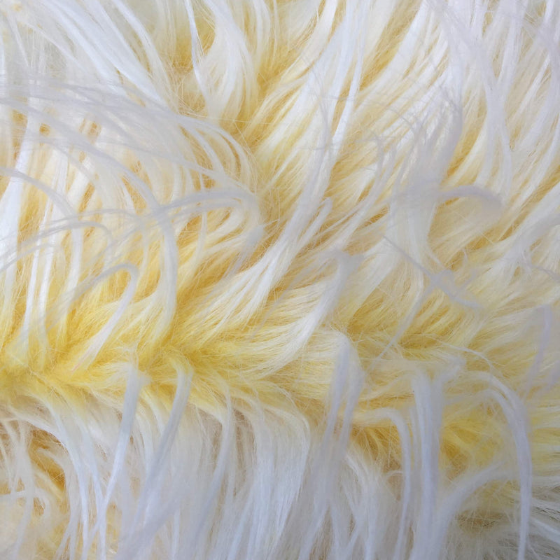Bethany YELLOW Frost Mongolian Long Pile Soft Faux Fur Fabric for Fursuit, Cosplay Costume, Photo Prop, Trim, Throw Pillow, Crafts