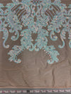 Angelica IRIDESCENT WHITE Curlicues and Leaves Sequins on NUDE Mesh Lace Fabric by the Yard - 10132