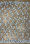 Cristina LIGHT BLUE Polyester Floral Embroidery with Sequins on Mesh Lace Fabric