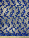 Cristina ROYAL BLUE Polyester Floral Embroidery with Sequins on Mesh Lace Fabric