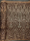 Alaina BRONZE Curlicue Sequins on Mesh Lace Fabric by the Yard