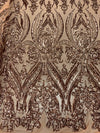 Alaina BRONZE Curlicue Sequins on Mesh Lace Fabric by the Yard