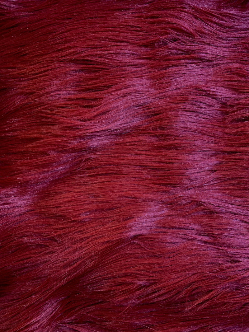 Eden BURGUNDY Shaggy Long Pile Soft Faux Fur Fabric for Fursuit, Cosplay Costume, Photo Prop, Trim, Throw Pillow, Crafts