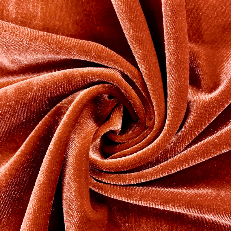 Princess BURNT ORANGE Polyester Stretch Velvet Fabric for Bows, Top Knots, Head Wraps, Scrunchies, Clothes, Costumes, Crafts