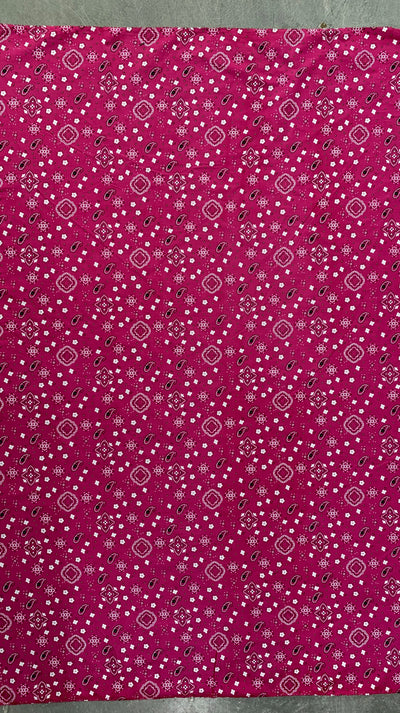 Annabella FUCHSIA Paisley Floral Print Bandana Poly Cotton Fabric by the Yard - 10115