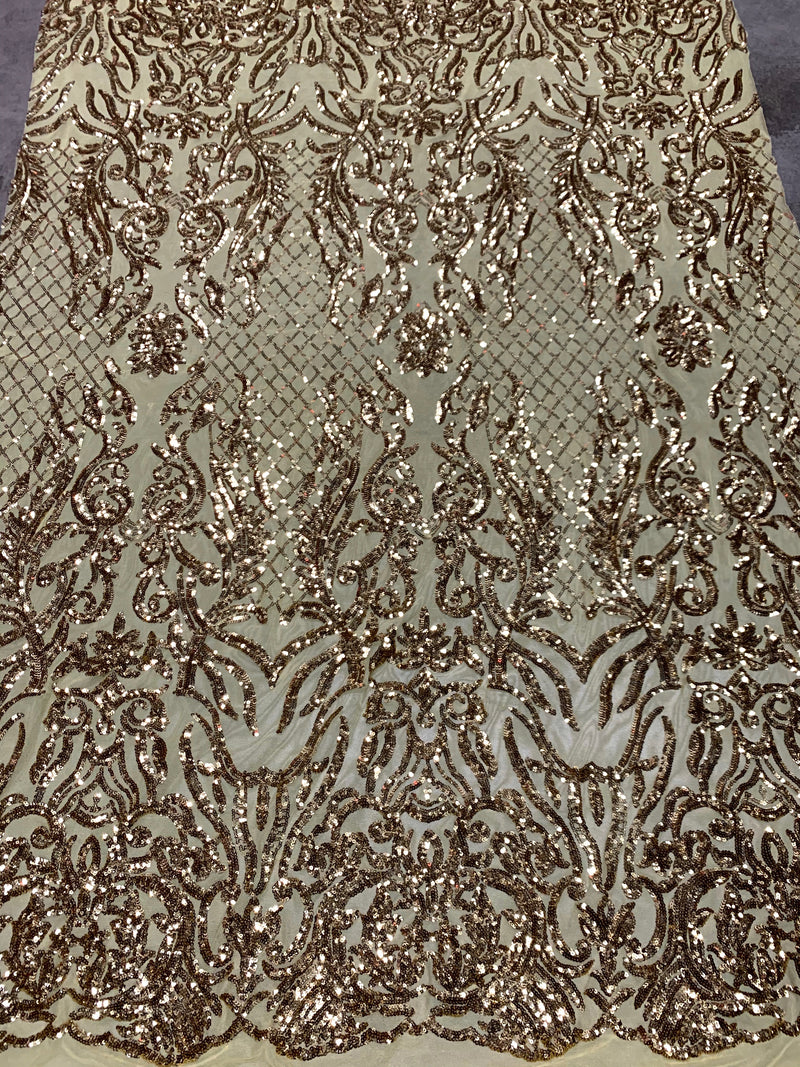 Phoebe GOLD Sequins on Mesh Lace Fabric