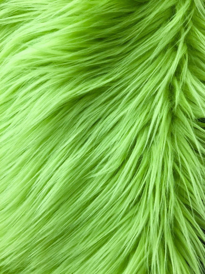 Eden LIME GREEN Shaggy Long Pile Soft Faux Fur Fabric for Fursuit, Cosplay Costume, Photo Prop, Trim, Throw Pillow, Crafts