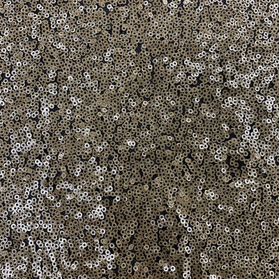 Leila MATTE GOLD Sequins on BLACK Mesh Fabric by the Yard