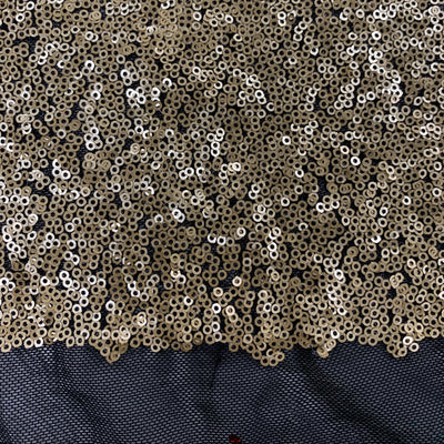 Leila MATTE GOLD Sequins on BLACK Mesh Fabric by the Yard