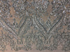 Alaina SILVER Curlicue Sequins on WHITE Mesh Lace Fabric by the Yard