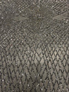 Jordyn SILVER Diamond Sequins on WHITE Mesh Lace Fabric by the Yard