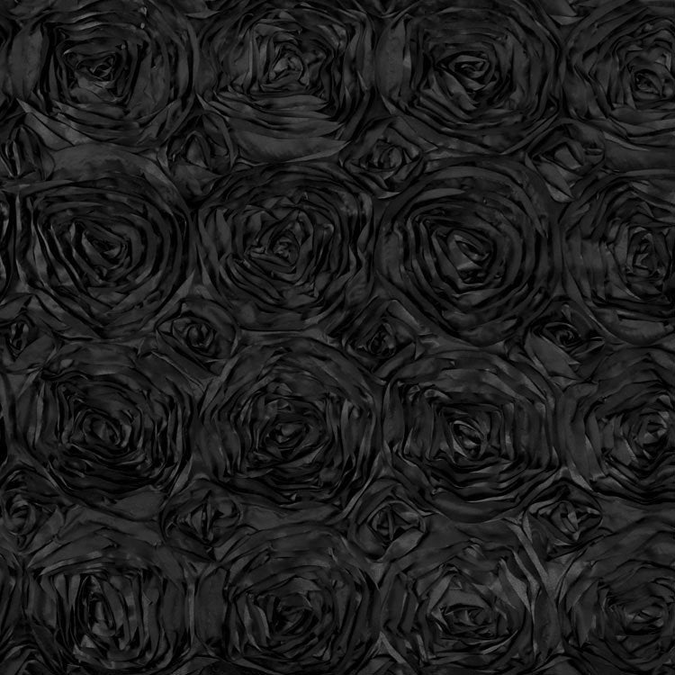 Paige BLACK 3D Floral Polyester Satin Rosette Fabric