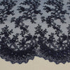 Melody NAVY BLUE Polyester Floral Embroidery with Sequins on Mesh Lace Fabric by the Yard for Gown, Wedding, Bridesmaid, Prom - 10002