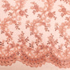 Melody DARK PEACH Polyester Floral Embroidery with Sequins on Mesh Lace Fabric by the Yard for Gown, Wedding, Bridesmaid, Prom - 10002