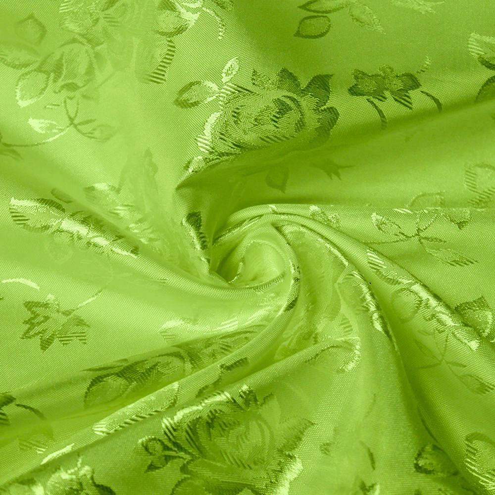 Kayla LIME GREEN Polyester Floral Jacquard Brocade Satin Fabric by the Yard - 10004