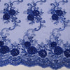 Ryleigh ROYAL BLUE 3D Floral Embroidery with Foil & Sequins on Mesh Lace Fabric by the Yard - 10010