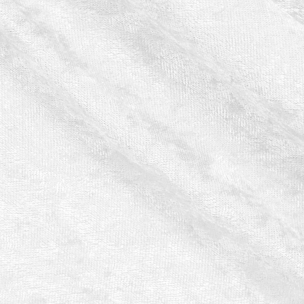 Mya WHITE Non-Wrinkle Mechanical Stretch Polyester Panne Velvet Fabric by the Yard - 10015