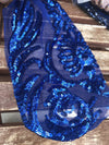 Alaina ROYAL BLUE Curlicue Sequins on Mesh Lace Fabric by the Yard - 10018