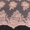 Brianna PEACH Polyester Floral Embroidery with Sequins on Mesh Lace Fabric by the Yard - 10020