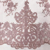 Teagan MAUVE Damask Design Embroidered on Mesh Lace Fabric by the Yard - 10027