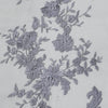 Teagan SILVER Damask Design Embroidered on Mesh Lace Fabric by the Yard - 10027