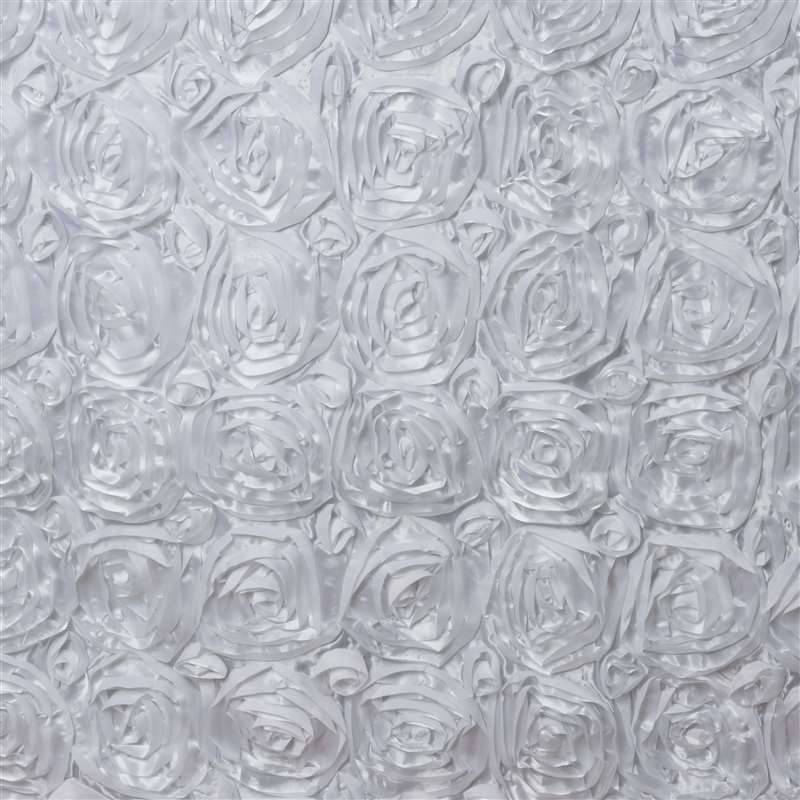 Paige WHITE 3D Floral Polyester Satin Rosette Fabric by the Yard - 10028