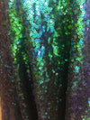 Leila GREEN BLUE Sequins on Mesh Fabric by the Yard - 10050