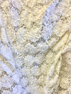 Allie WHITE 3D Floral Polyester Satin Rosette with Sequins Fabric by the Yard - 10051