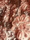 Allie MAUVE 3D Floral Polyester Satin Rosette with Sequins Fabric by the Yard - 10051