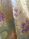 Kate LIGHT GOLD Floral Brocade Chinese Satin Fabric by the Yard - 10037