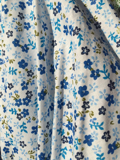 Kali BLUE Floral Polyester Cotton Fabric by the Yard - 10055