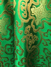 Adelaide GREEN GOLD Chinese Brocade Satin Fabric by the Yard - 10058