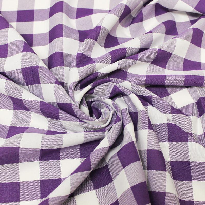 Camille PURPLE 1" Big Checkered Gingham Pattern Poly Poplin Fabric by the Yard - 10049