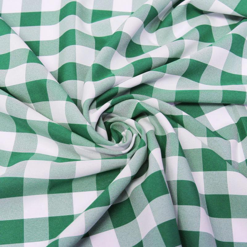Camille HUNTER GREEN 1" Big Checkered Gingham Pattern Poly Poplin Fabric by the Yard - 10049