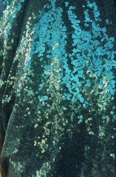 Leila HUNTER GREEN Sequins on Mesh Fabric by the Yard - 10050