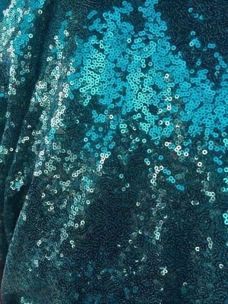 Leila HUNTER GREEN Sequins on Mesh Fabric by the Yard - 10050