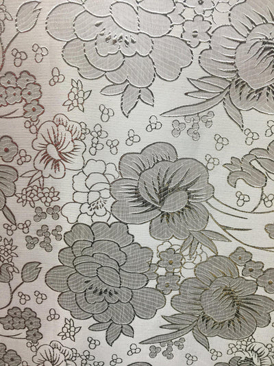 Juliet SILVER Floral Brocade Chinese Satin Fabric by the Yard - 10053