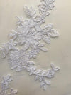 Diana WHITE Polyester Corded Floral Embroidery on Mesh Lace Fabric by the Yard - 10064