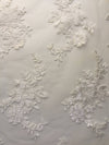 Diana OFF WHITE Polyester Corded Floral Embroidery on Mesh Lace Fabric by the Yard - 10064