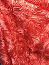 Paige CORAL 3D Floral Polyester Satin Rosette Fabric by the Yard - 10028