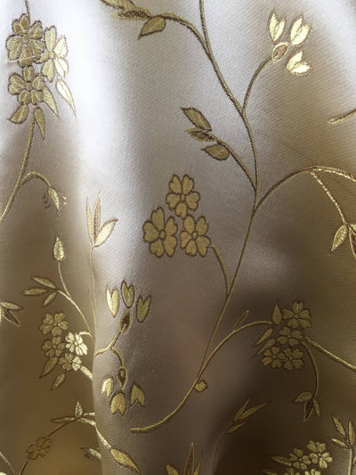 Cecilia GOLD Floral Brocade Chinese Satin Fabric by the Yard - 10035