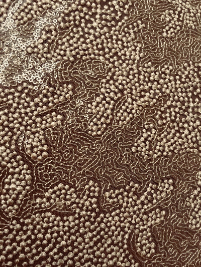 Joanna NATURAL Maze Sequins Embroidered Dots on Mesh Lace Fabric by the Yard - 10074