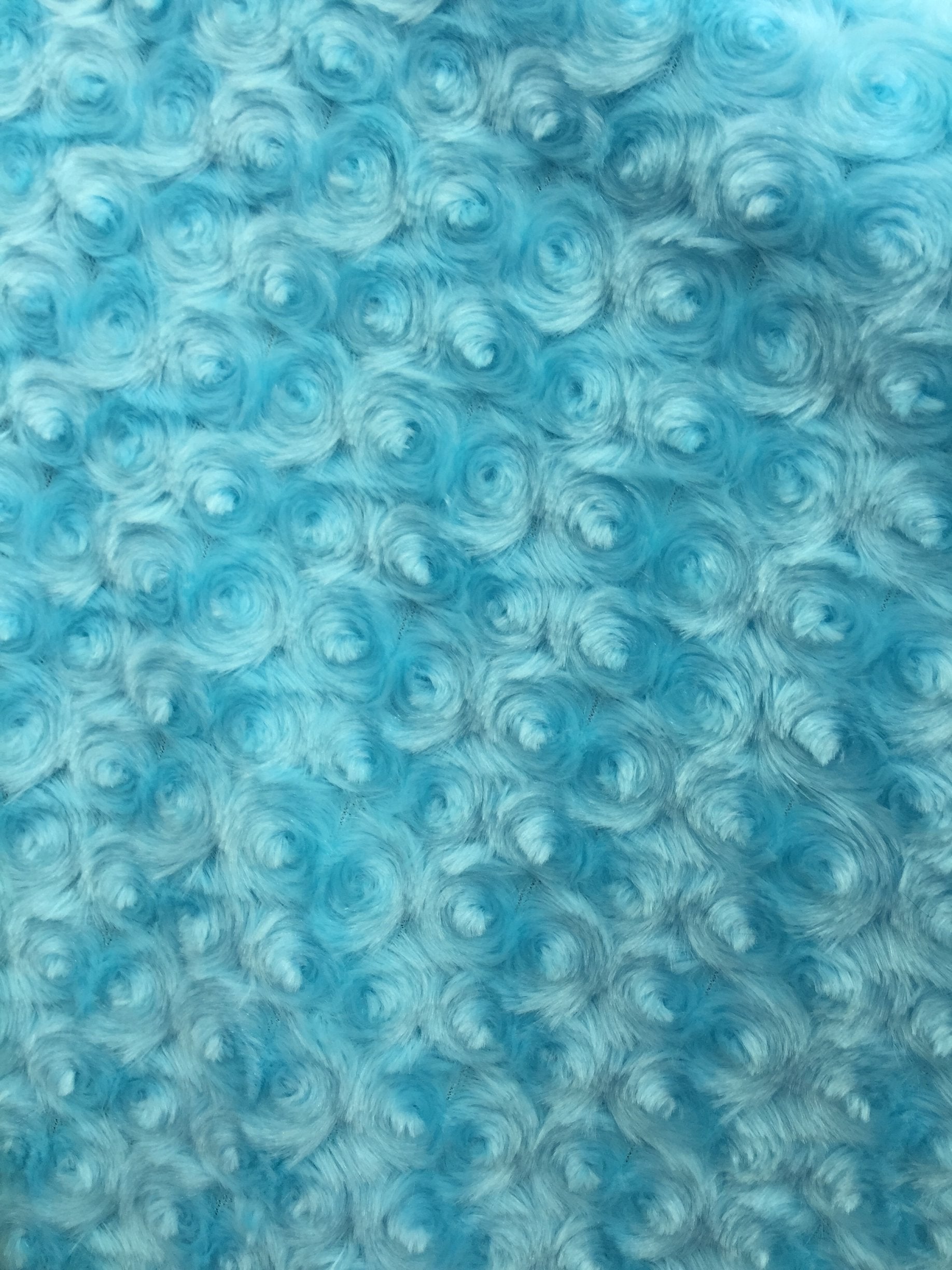 Ruth TURQUOISE Cuddle Minky Rosette Soft Faux Fur Fabric by the Yard - 10083