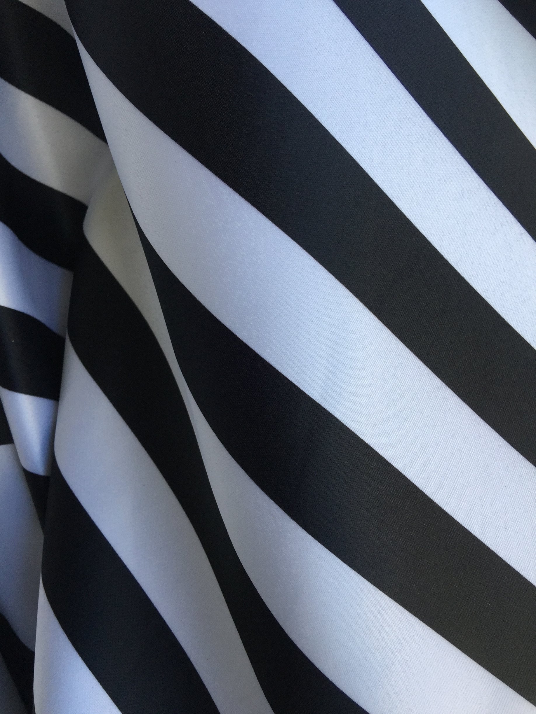 Ashlyn BLACK & WHITE 1" Stripes Pattern Polyester Heavy Matte Satin Fabric by the Yard - 10084