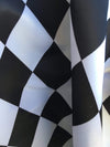 Jenna BLACK & WHITE 2.5" Diamond Pattern Polyester Heavy Matte Satin Fabric by the Yard - 10086