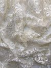 Vivian IVORY Polyester Embroidery with Sequins on Mesh Lace Fabric by the Yard for Gown, Wedding, Bridesmaid, Prom - 10003