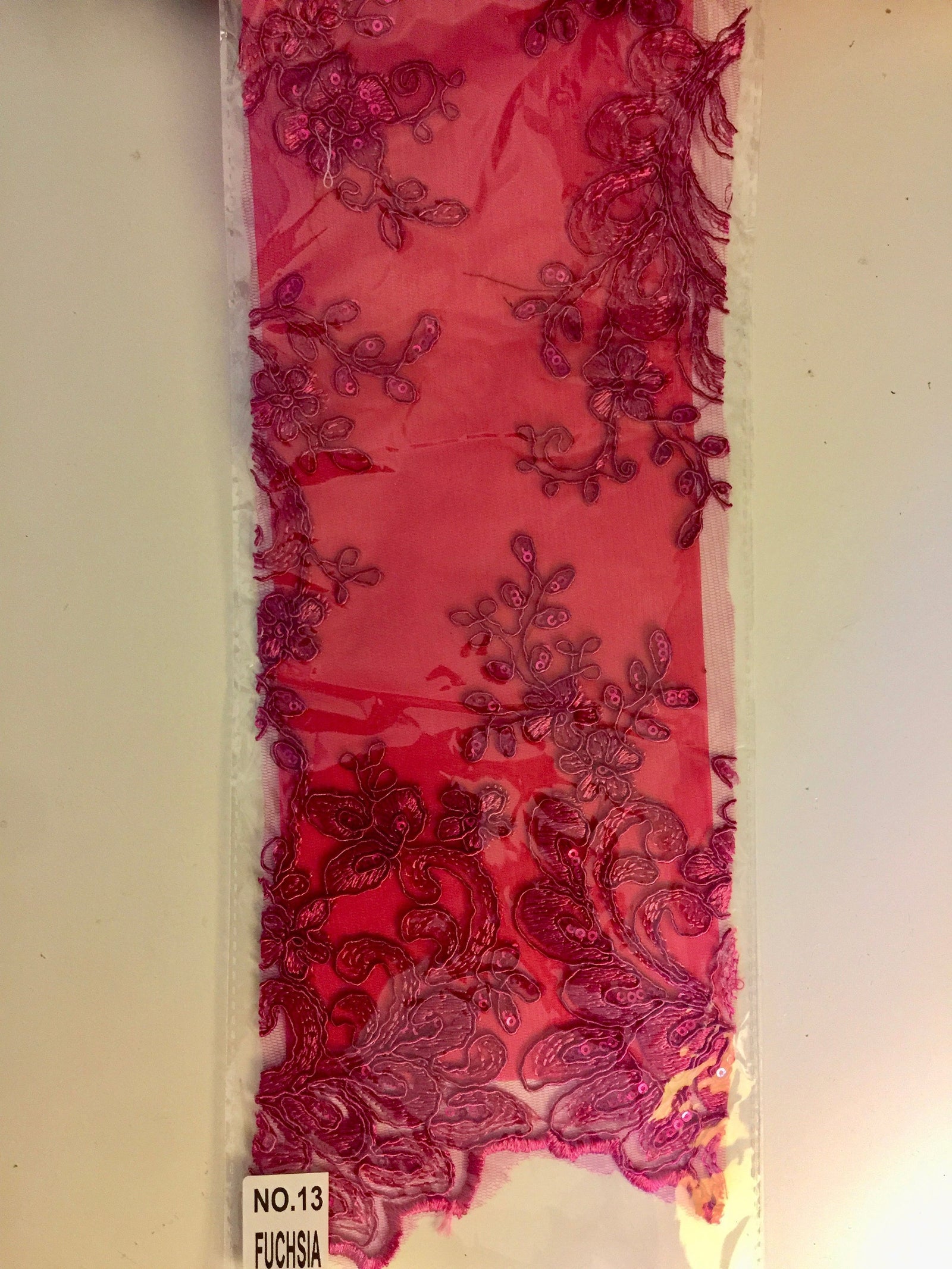 Melody FUCHSIA Polyester Floral Embroidery with Sequins on Mesh Lace Fabric by the Yard for Gown, Wedding, Bridesmaid, Prom - 10002