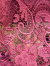 Maggie FUCHSIA ROSE Guipure Venice Heavy Lace Fabric by the Yard - 10019